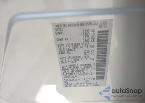 2023 Nissan Murano S Intelligent Awd из США, поврежденный, VIN 5N1AZ2AS8PC111728